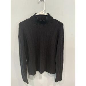 J Crew Womens High Neck Merion Wool Blend Sweater Size S Black Alpaca Preppy